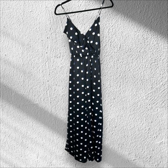 New Victoria’s Secret Black‎ Polka Dot Wide Leg Jumpsuit Size Small  Lounge Sexy - Picture 1 of 11